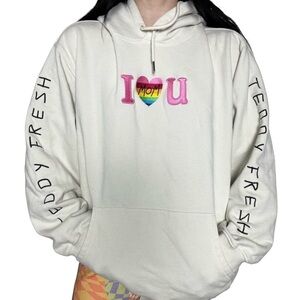 Teddy Fresh Cream I Love You Mom Embroidered Hoodie Cream